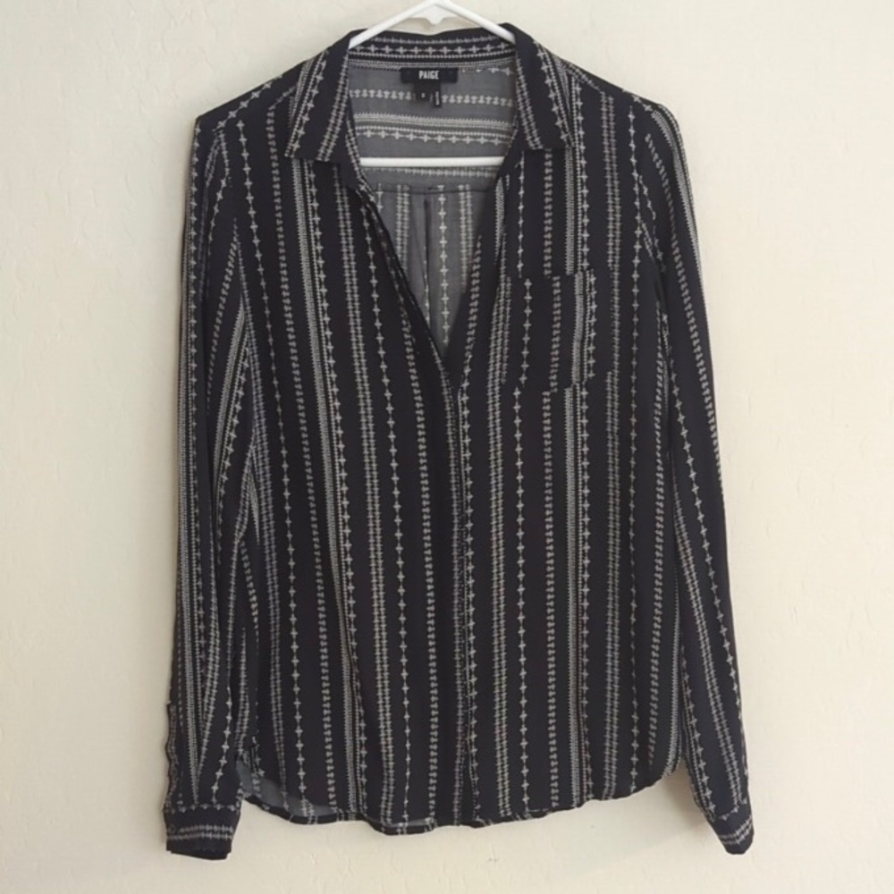 Paige Black and White Striped Button down, size small